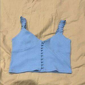 Blue Ribbed Women's Top